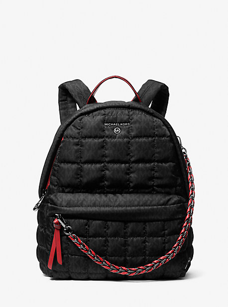 30H1U04B2C - Slater Medium Logo Quilted Nylon Backpack BLACK COMBO