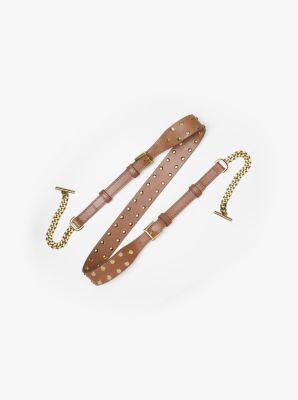 30H6GB2N1L - Quince Studded Leather Strap 	 WALNUT
