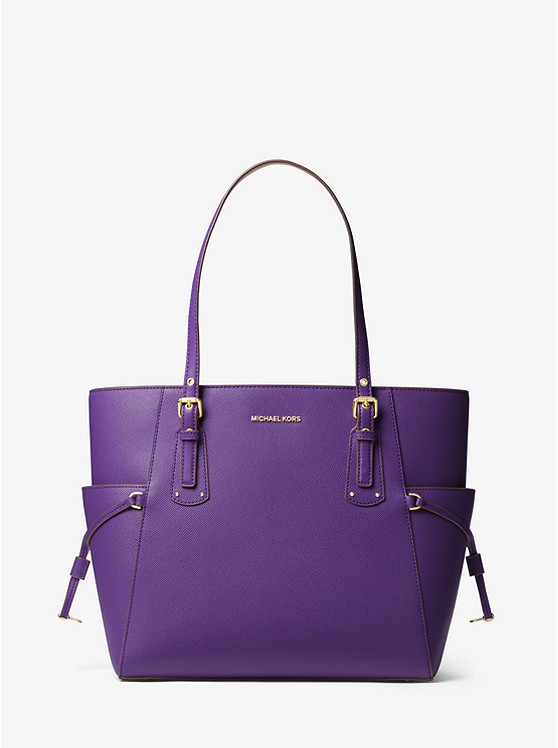 MK 30H7GV6T9L Voyager Small Crossgrain Leather Tote Bag ULTRAVIOLET