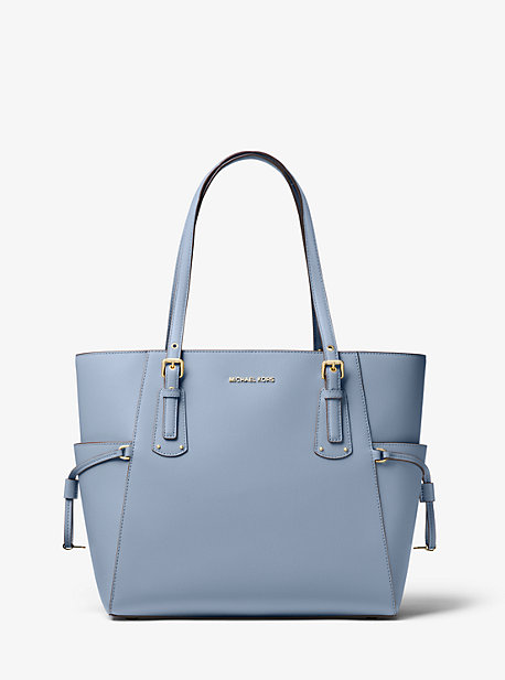30H7GV6T9L - Voyager Small Crossgrain Leather Tote Bag PALE BLUE