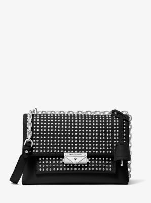 30H9S0EL6O - Cece Medium Studded Leather Convertible Shoulder Bag BLACK