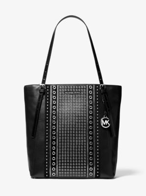30H9SEGT3L - Megan Large Grommeted Leather Tote Bag BLACK