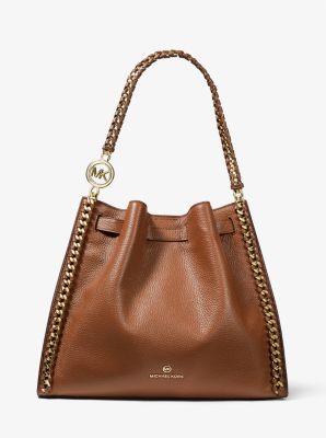 30S1G4ME3L - Mina Large Pebbled Leather Shoulder Bag LUGGAGE
