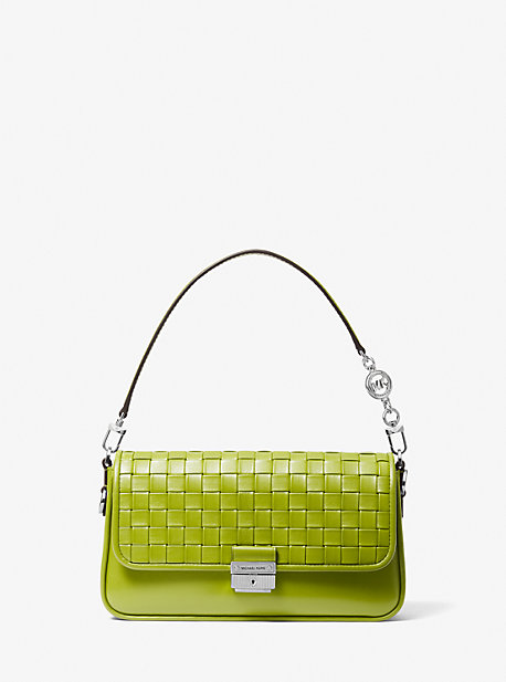 30S1S2BL1T - Bradshaw Small Woven Leather Shoulder Bag  LIME