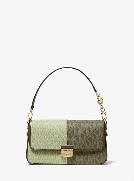 30S2G2BL1I - Bradshaw Small Two-Tone Graphic Logo Convertible Shoulder Bag LIGHT SAGE/OLIVE