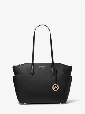 30S2G6AT2L - Marilyn Medium Saffiano Leather Tote Bag BLACK