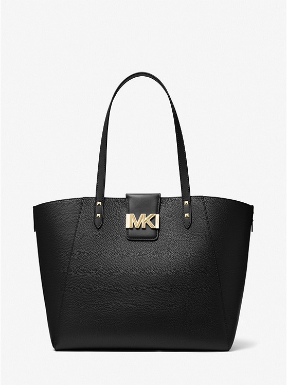 MK 30S2GCDT3L Karlie Large Pebbled Leather Tote Bag BLACK