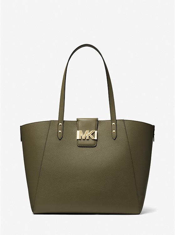 MK 30S2GCDT3L Karlie Large Pebbled Leather Tote Bag OLIVE