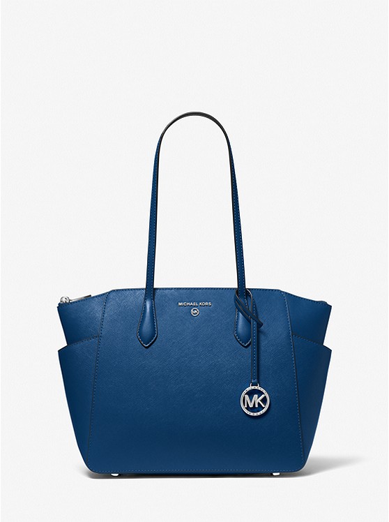 MK 30S2S6AT2L Marilyn Medium Saffiano Leather Tote Bag RIVER BLUE