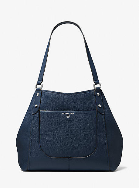 30S2S6ME3L - Molly Large Pebbled Leather Tote Bag NAVY