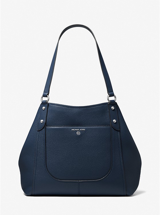 MK 30S2S6ME3L Molly Large Pebbled Leather Tote Bag NAVY