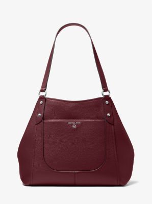 30S2S6ME3L - Molly Large Pebbled Leather Tote Bag MERLOT