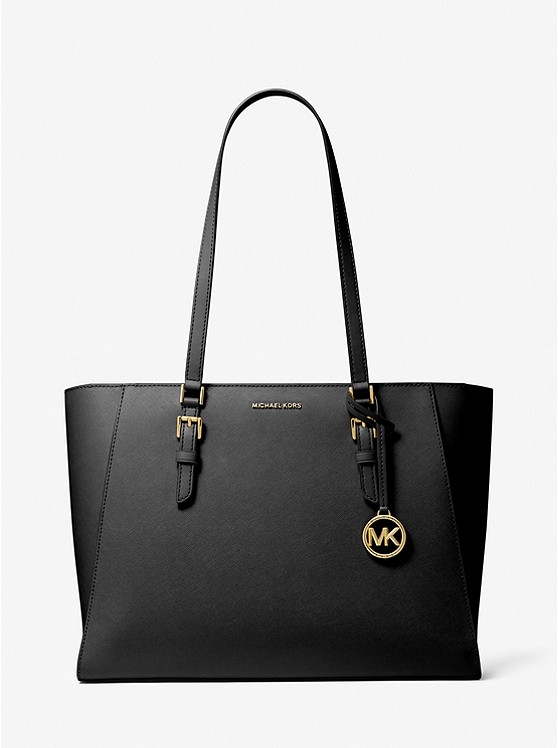 MK 30S3GYDT7L Sally Large 2-In-1 Saffiano Leather and Logo Tote Bag BLACK