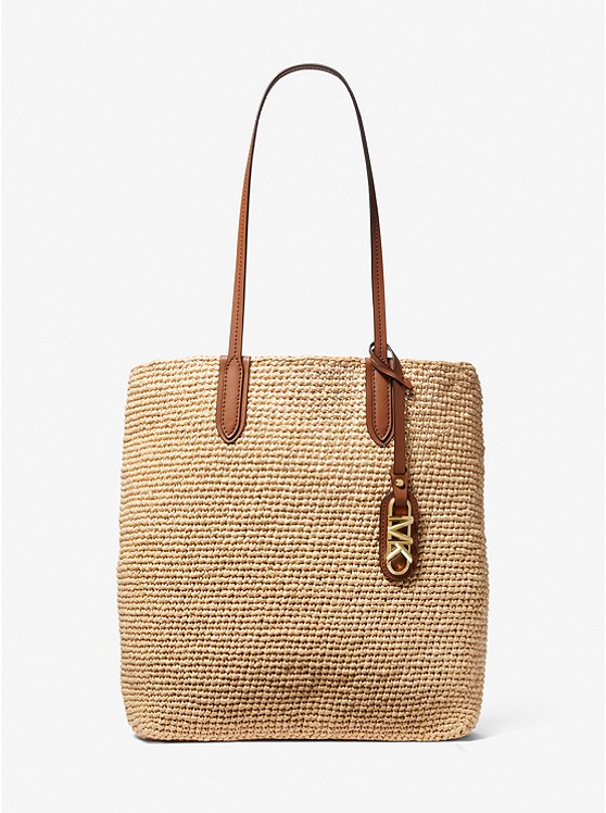 MK 30S3GZAT3W Eliza Large Woven Straw Tote Bag NATURAL/LUGGAGE