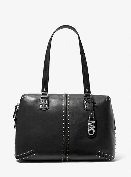 30S3SATE3L - Astor Large Studded Leather Tote Bag BLACK