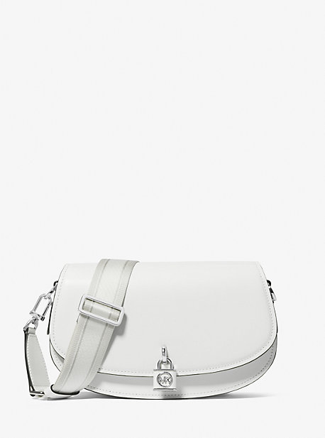 30S3SIMM8L - Mila Medium Leather Messenger Bag OPTIC WHITE