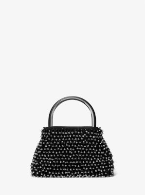 30S3SRIL0S - Limited-Edition Rosie Extra-Small Embellished Suede Shoulder Bag BLACK