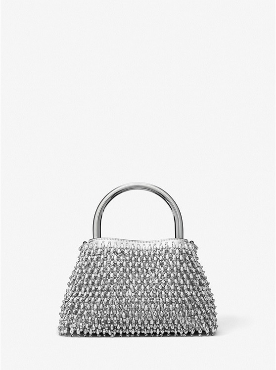 MK 30S3SRIL0U Limited-Edition Rosie Extra-Small Embellished Metallic Faux Leather Shoulder Bag SILVER