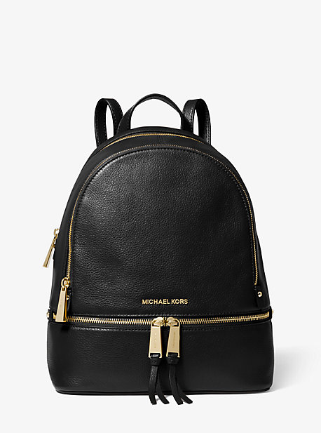 30S5GEZB1L - Rhea Medium Leather Backpack BLACK