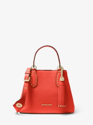 30S9LBNT1L - Brooklyn Small Pebbled Leather Satchel CORAL
