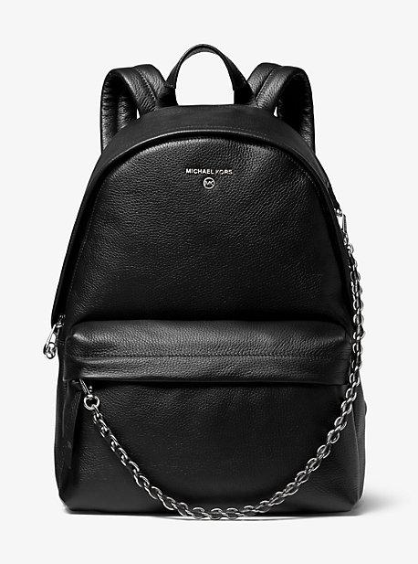 30T0S04B7L - Slater Large Pebbled Leather Backpack BLACK