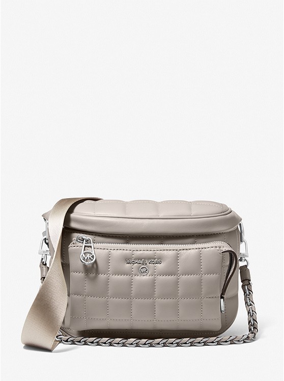MK 30T1S04M6L Slater Medium Quilted Leather Sling Pack PEARL GREY