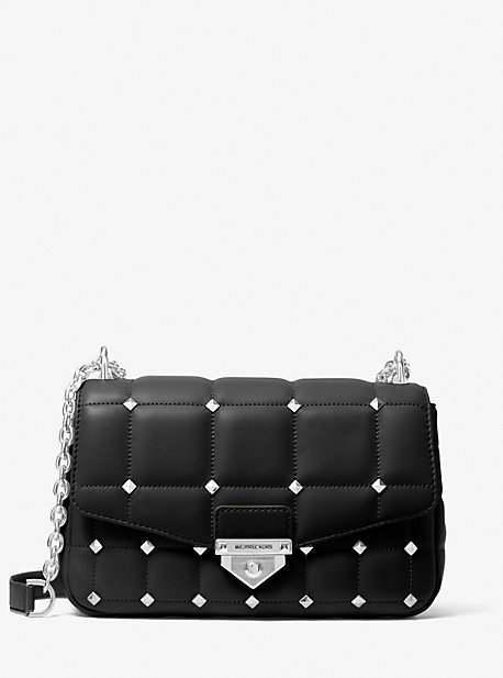 30T1S1SL7Y - SoHo Large Studded Quilted Leather Shoulder Bag BLACK