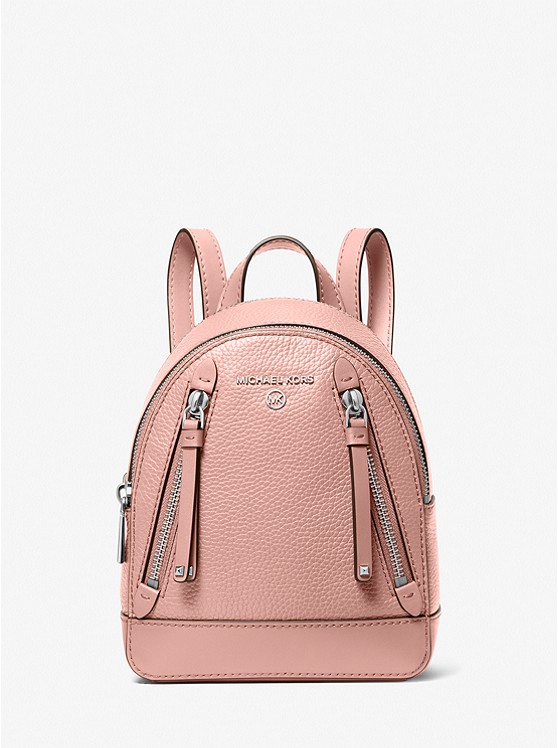 MK 30T2SBNB0L Brooklyn Extra-Small Pebbled Leather Backpack PINK
