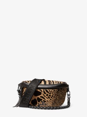 30T2U04M1H - Slater Extra-Small Animal Print Calf Hair and Leather Sling Pack BLACK/CAMEL