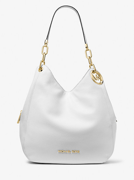 30T9G0LE3L - Lillie Large Pebbled Leather Shoulder Bag OPTIC WHITE