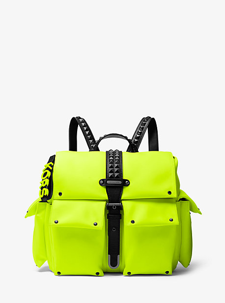 30T9UOVB7C - Olivia Medium Studded Neon Satin Backpack ACID YELLOW
