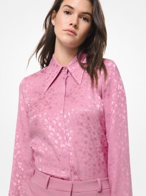 314AKR071C - Floral Silk Jacquard Shirt TUBEROSE MULTI