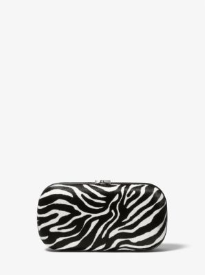 31F1PGTC1Z - Gansevoort Zebra Print Calf Hair Minaudière IVORY