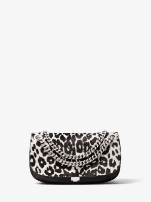 31F2MCHC1H - Christie Mini Leopard Print Calf Hair and Leather Envelope Bag BLACK/WHITE