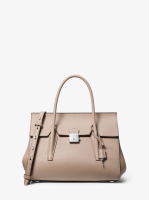 31F3PCRS3N - Campbell Medium Pebbled Leather Satchel TAUPE