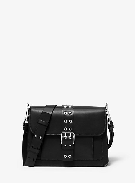 31R0MSMF3L - Simone Leather Belted Shoulder Bag BLACK