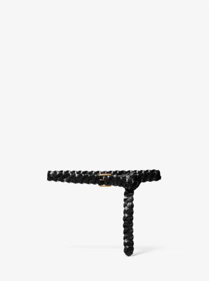 31S1OBLA8W - Woven Leather Waist Belt BLACK