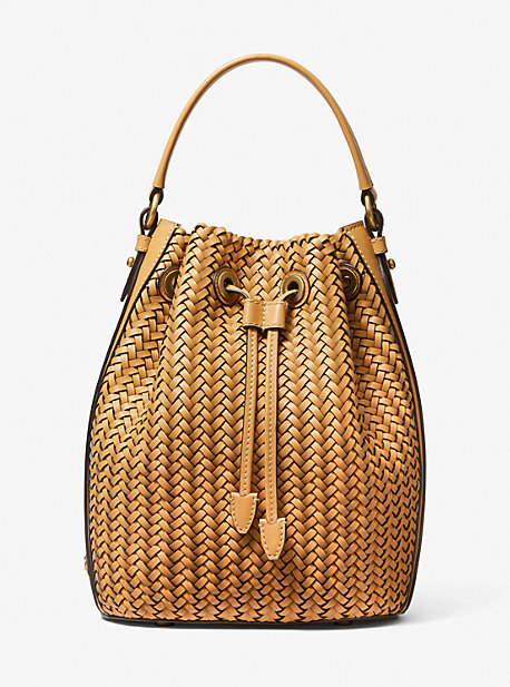 31S1OCEX4W - Carole Hand-Woven Leather Bucket Bag WHEAT