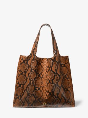 31S1ONOT4E - Monogramme Python Embossed Leather Tote Bag CHESTNUT
