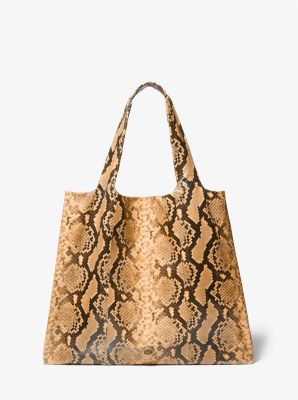 31S1ONOT4E - Monogramme Python Embossed Leather Tote Bag WHEAT