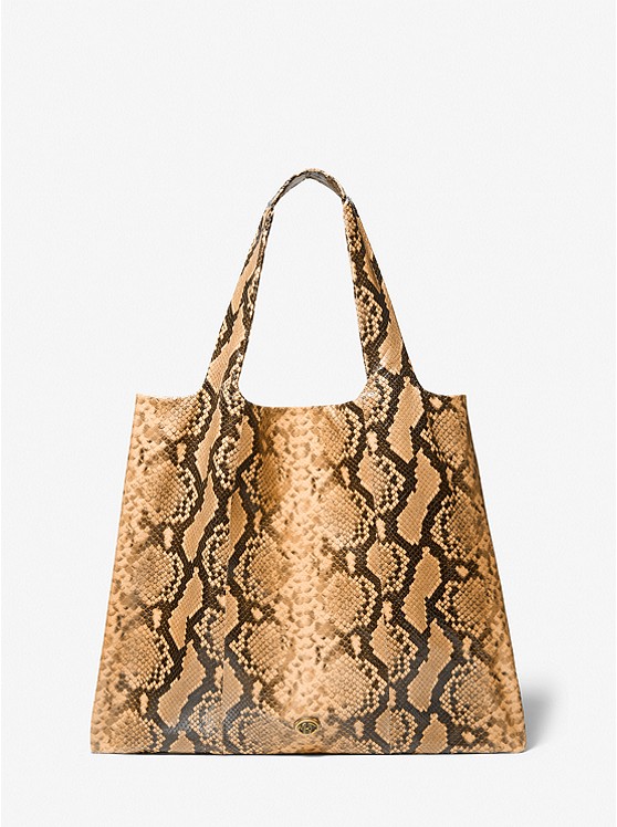 MK 31S1ONOT4E Monogramme Python Embossed Leather Tote Bag WHEAT