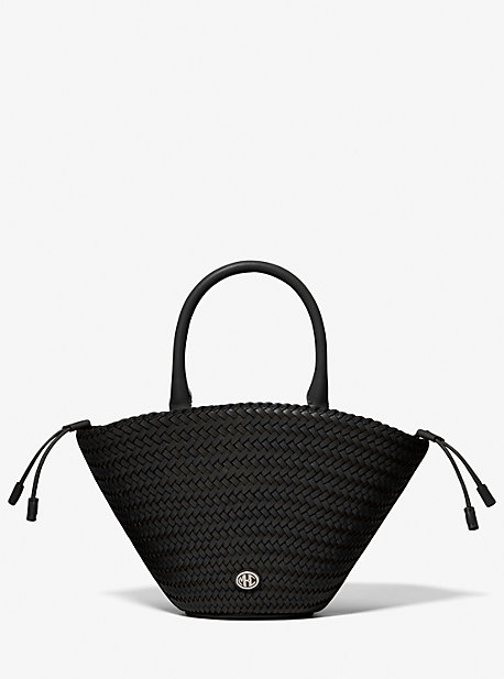 31S2PDYC4T - Audrey Woven Leather Market Bag BLACK