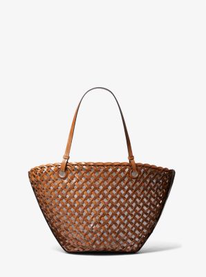 31S2PSBT6L - Isabella Medium Hand-Woven Leather Tote Bag CHESTNUT