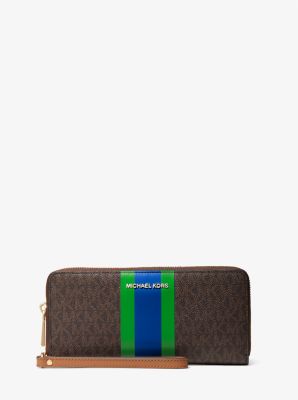 32F1GJ6T6U - Large Logo Stripe Continental Wallet PALM GREEN