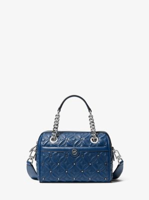 32F2S6BC0U - Blaire Extra-Small Quilted Faux Leather Duffel Crossbody Bag RIVER BLUE