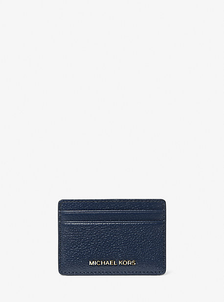 32F7GF6D0L - Pebbled Leather Card Case NAVY
