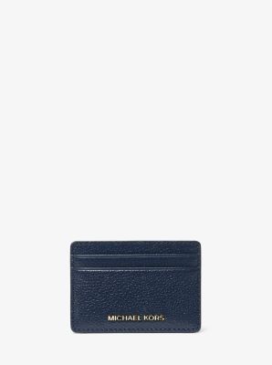 32F7GF6D0L - Pebbled Leather Card Case NAVY