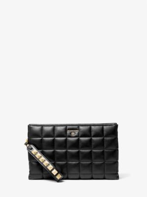 32H1GT9C4L - Extra-Large Quilted Leather Wristlet BLACK