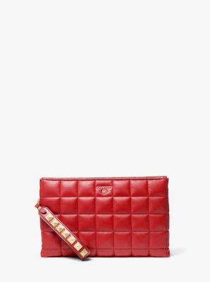 32H1GT9C4L - Extra-Large Quilted Leather Wristlet CRIMSON