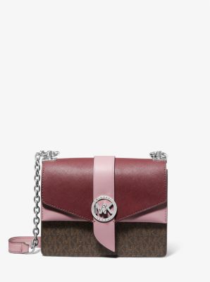 32H1SGRC0B - Greenwich Small Two-Tone Logo and Saffiano Leather Crossbody Bag RYL PNK MLT